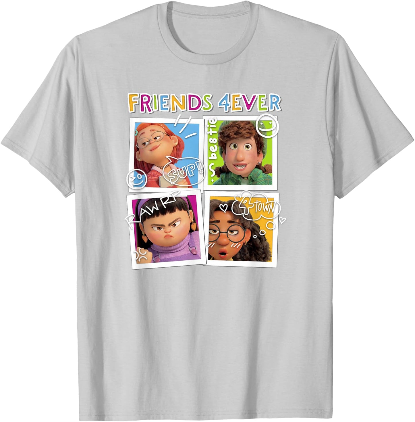 Disney Pixar Turning Red Group Shot Friends Forever T-Shirt - T-Shirt | Ash