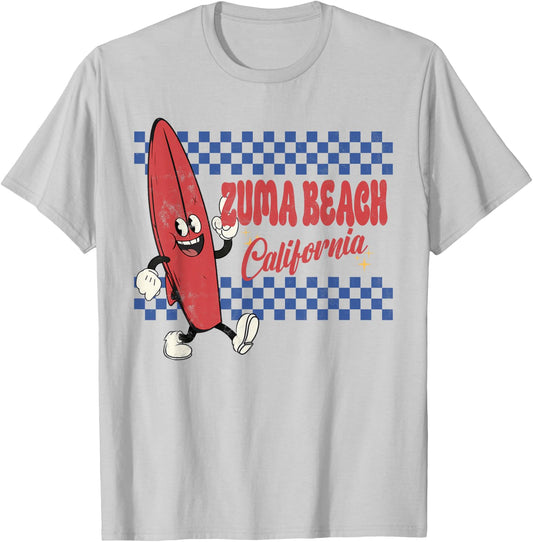 Zuma Beach California Retro Surfer Vintage Beach Men Women T-Shirt - T-Shirt | Ash