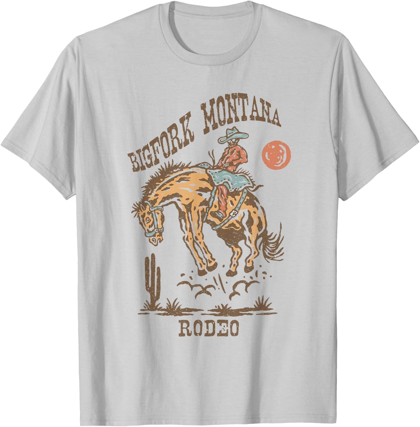 Bigfork Montana Rodeo | Vintage Cowgirl T-Shirt - T-Shirt | Ash
