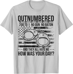 Outnumbered Correctional Officer Prison Officer T-Shirt - T-Shirt | Ash