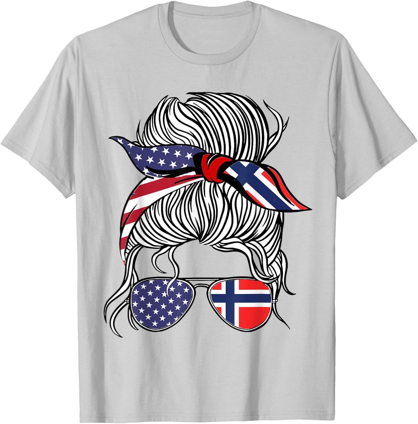 American Norwegian Patriot Flag Women Girl Norway Grown T-Shirt - T-Shirt | Ash