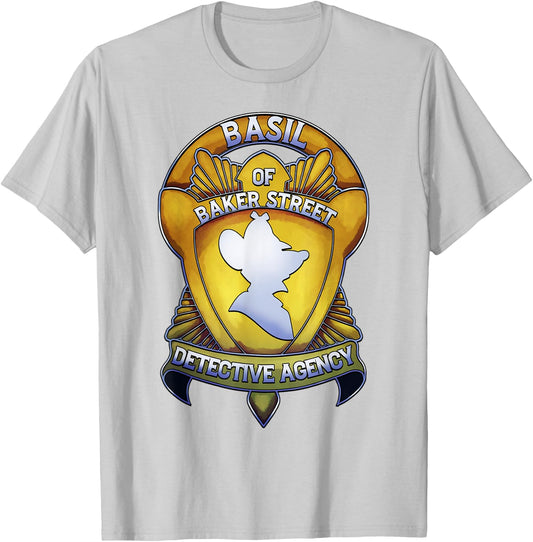 Disney The Great Mouse Detective Basil Of Baker Street Badge T-Shirt - T-Shirt | Ash