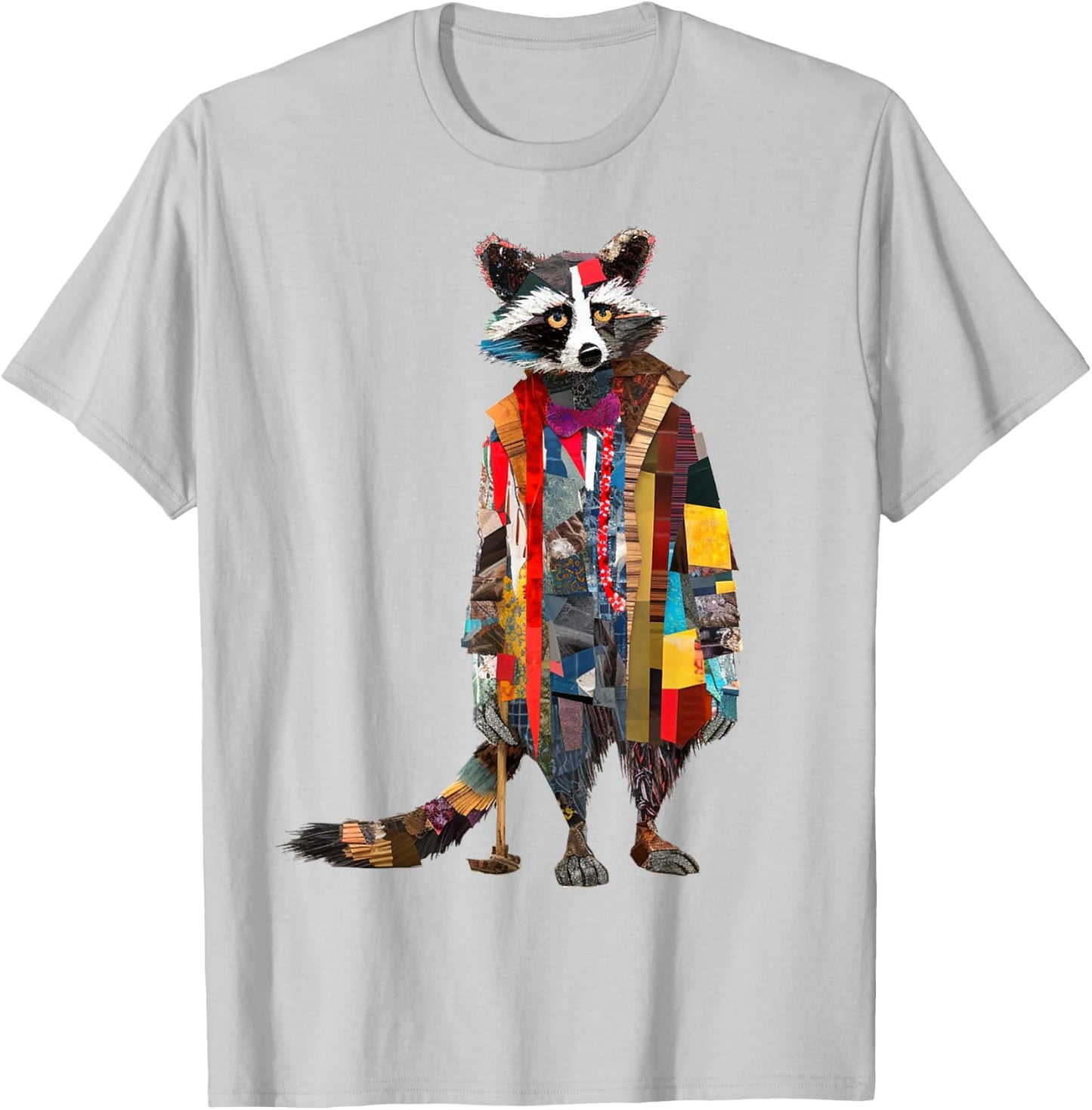 Raccoon Colorful Artwork | Animal Motif Raccoon T-Shirt - T-Shirt | Ash