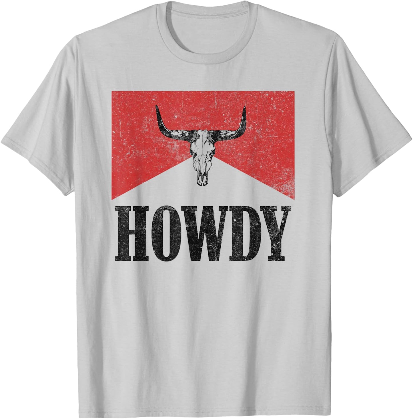 Vintage Bull Skull Hey There Howdy Western Country Cowgirl T-Shirt - T-Shirt | Ash
