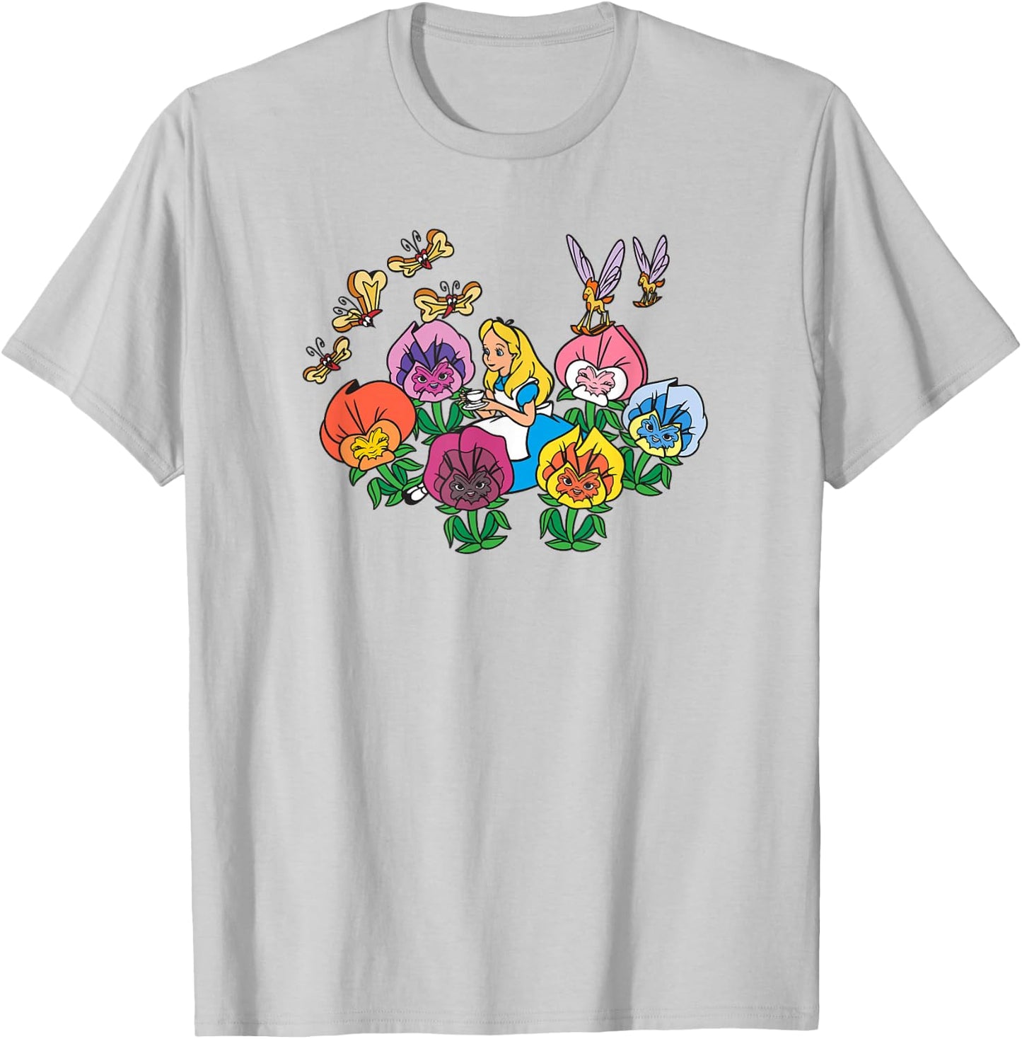 Disney Alice in Wonderland Alice In Field Of Flowers T-Shirt - T-Shirt | Ash