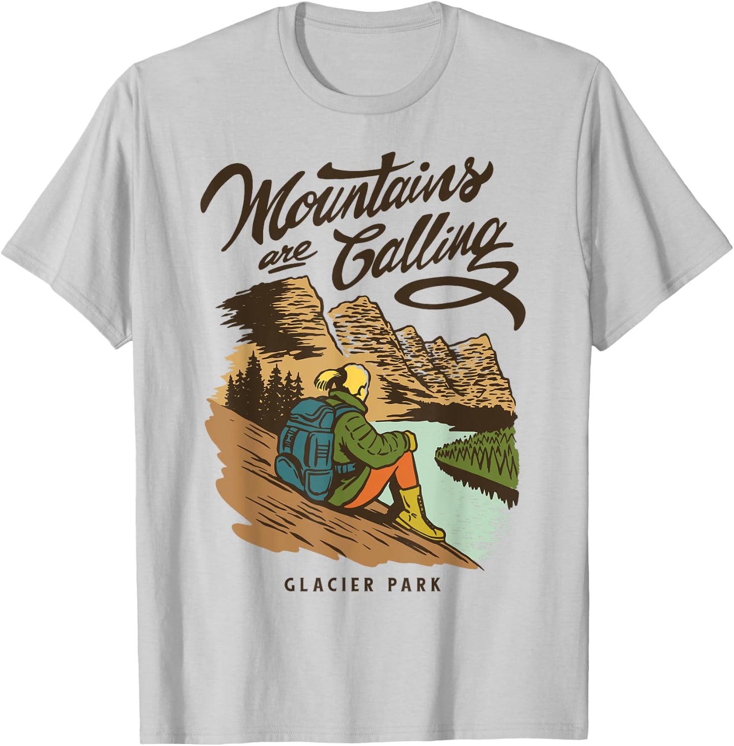 Retro Glacier National Park US Vintage Glacier T-Shirt - T-Shirt | Ash