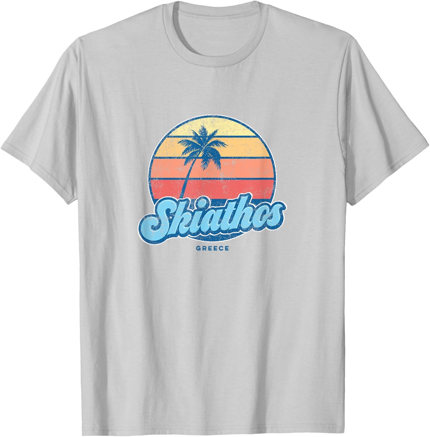 Vintage Skiathos Greece Classic 70s Retro Surfer T-Shirt - T-Shirt | Ash