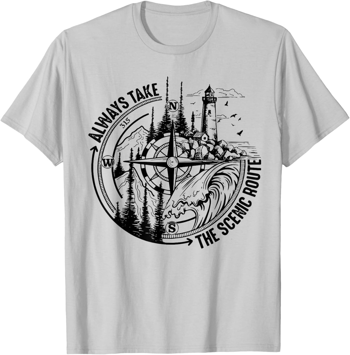Always Take The Scenic Route T-Shirt - T-Shirt | Ash
