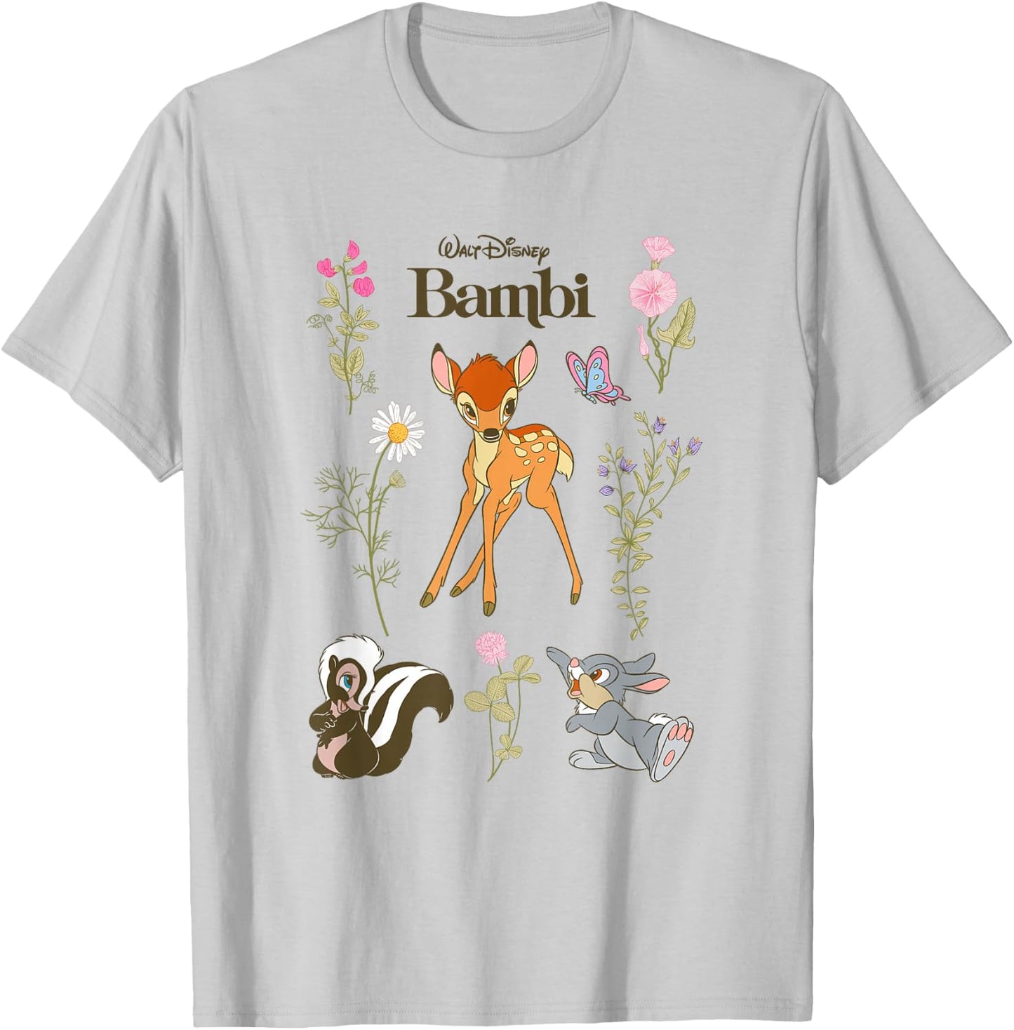Disney Bambi and Friends Flower Thumper Big Chest Logo T-Shirt - T-Shirt | Ash