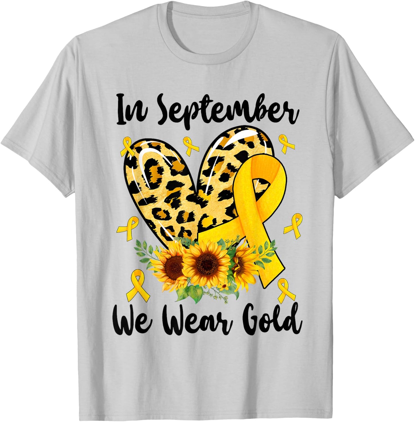 In September We Wear Gold Childhood Cancer Awareness Yellow T-Shirt - T-Shirt | Ash