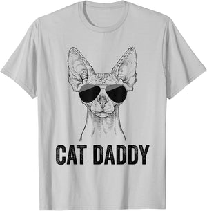 Cat Daddy Vintage Sphynx Cat Dad Father's Day T-Shirt - T-Shirt | Ash