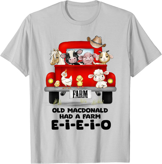 Toddler Kids Old MacDonald Had a Farm E-I-E-I-O Nursery Song T-Shirt - T-Shirt | Ash