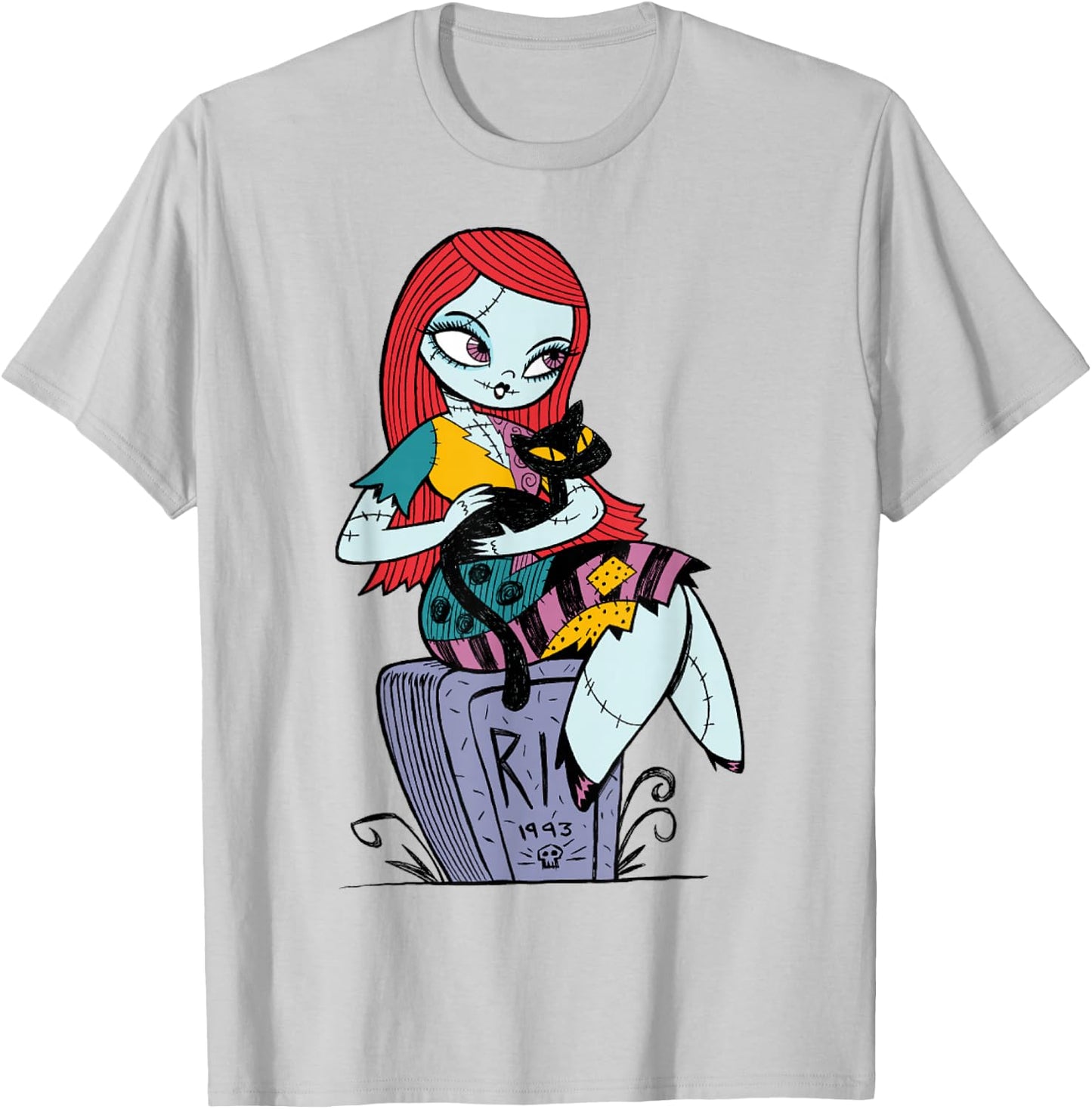 Disney The Nightmare Before Christmas Sally and Cat T-Shirt - T-Shirt | Ash