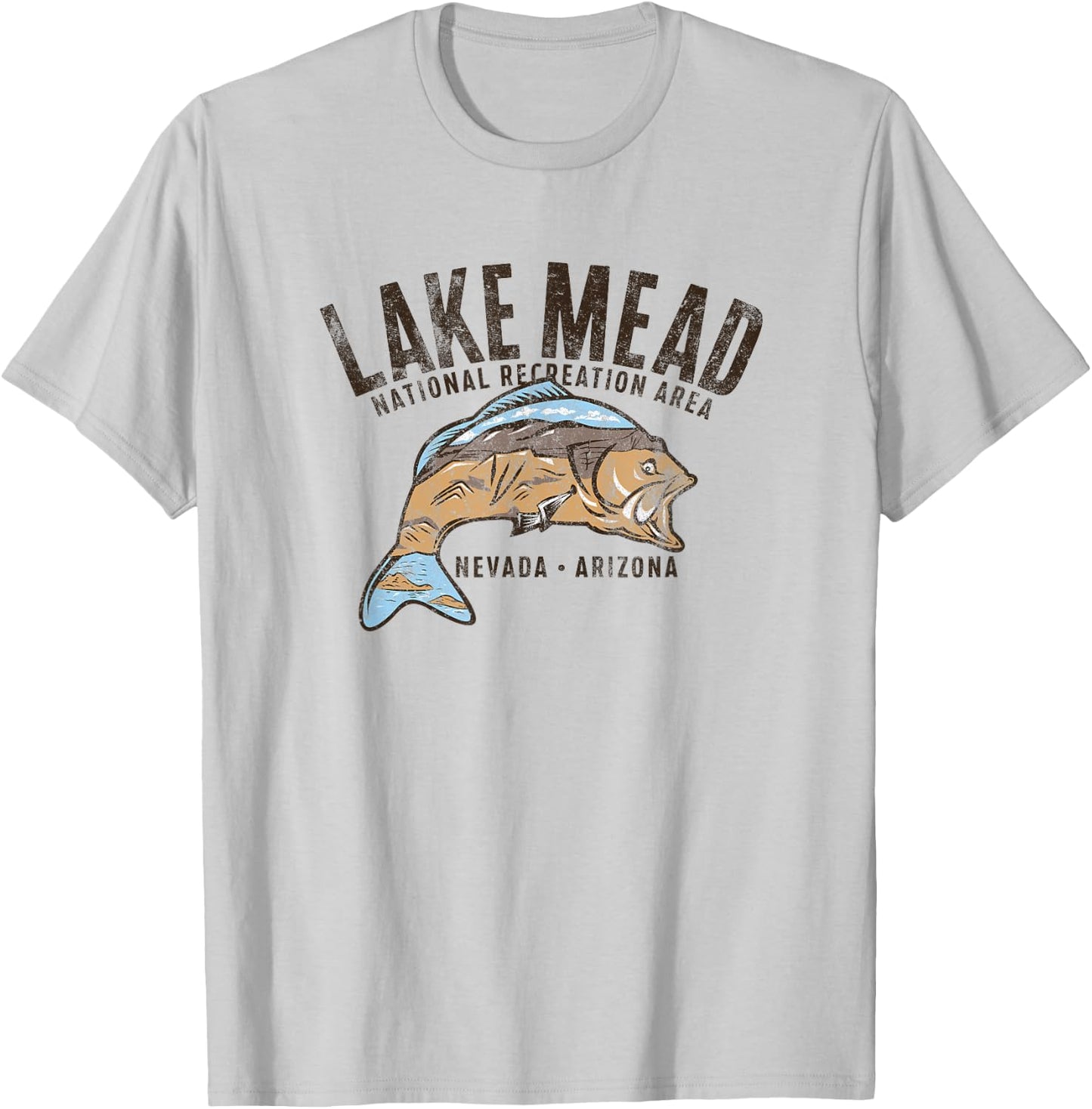 Lake Mead National Recreation Area Retro Fish T-Shirt - T-Shirt | Ash