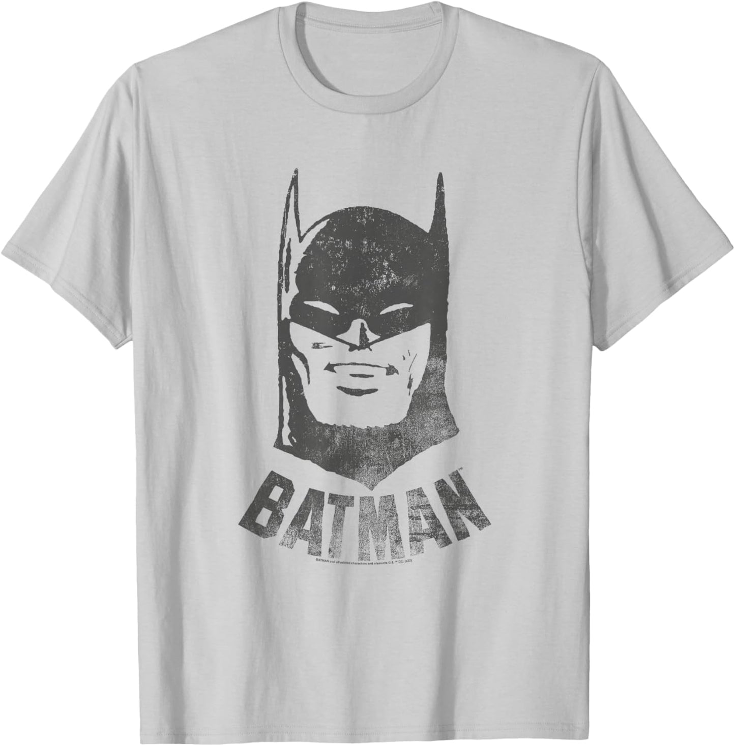 Popfunk Batman Vintage Cotton Grey , -Adults & Kids, Short Sleeve, Small, , Classic Fit, Retro Style, Letter Print Pattern T-Shirt - T-Shirt | Ash