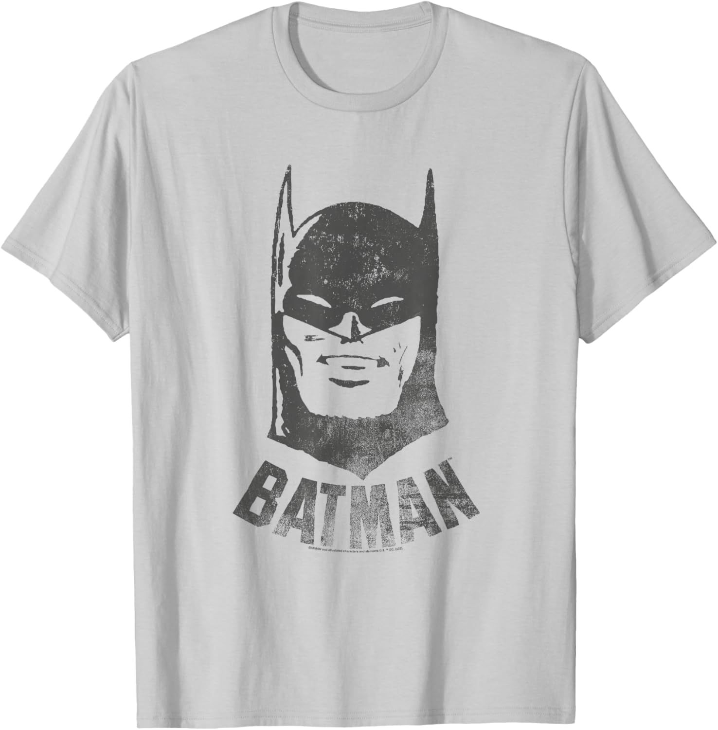 Popfunk Batman Vintage Cotton Grey , -Adults & Kids, Short Sleeve, Small, , Classic Fit, Retro Style, Letter Print Pattern T-Shirt - T-Shirt | Ash