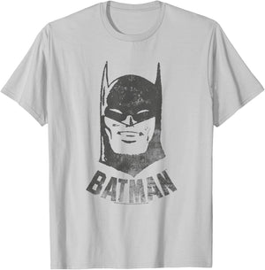 Popfunk Batman Vintage Cotton Grey , -Adults & Kids, Short Sleeve, Small, , Classic Fit, Retro Style, Letter Print Pattern T-Shirt - T-Shirt | Ash
