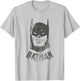 Popfunk Batman Vintage Cotton Grey , -Adults & Kids, Short Sleeve, Small, , Classic Fit, Retro Style, Letter Print Pattern T-Shirt - T-Shirt | Ash