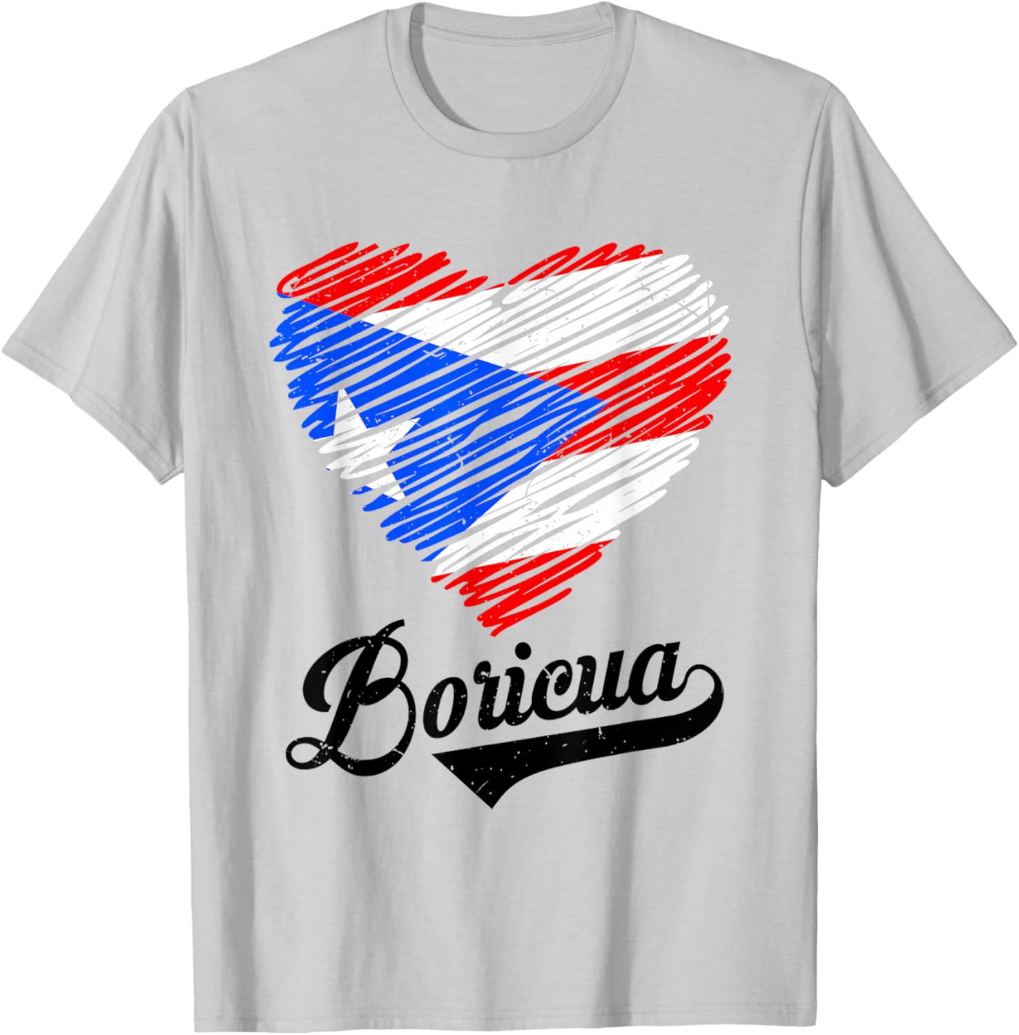 Puerto Rico Flag Heart Boricua Women Rican Hispanic Heritage T-Shirt - T-Shirt | Ash