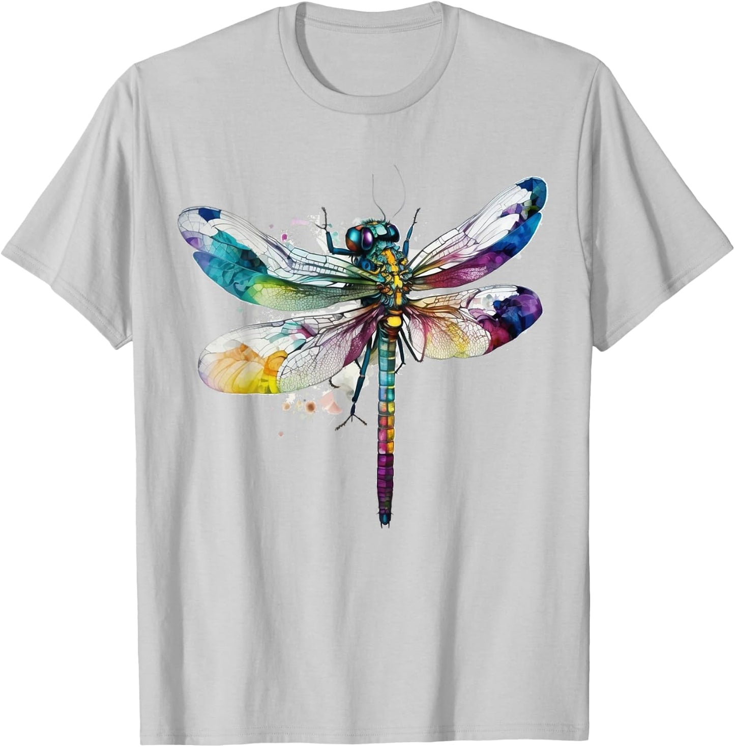 Dragonfly Animal Art Colourful Abstract Dragonfly T-Shirt - T-Shirt | Ash
