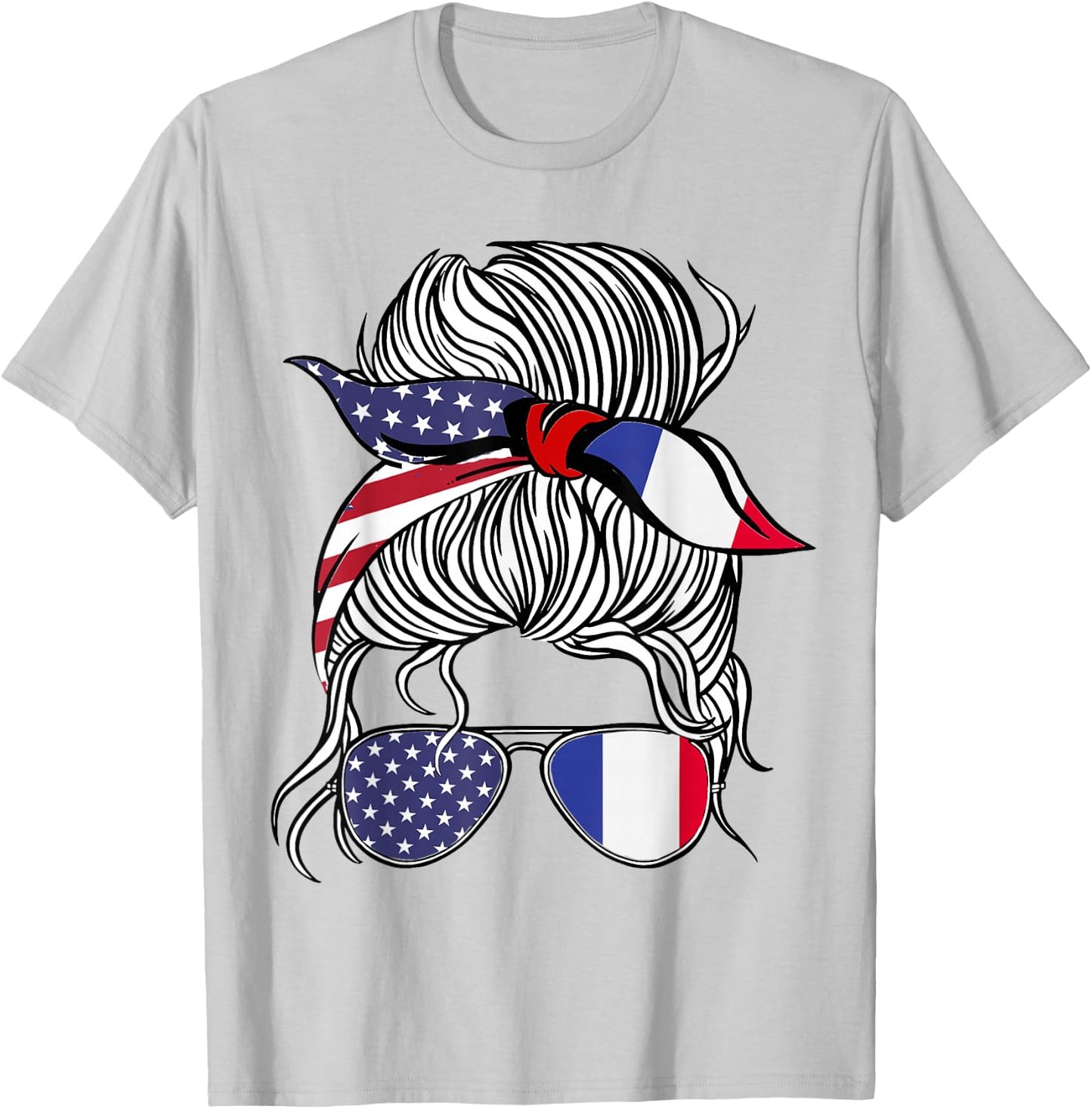 American French Patriot Flag Women Girl France Grown T-Shirt - T-Shirt | Ash