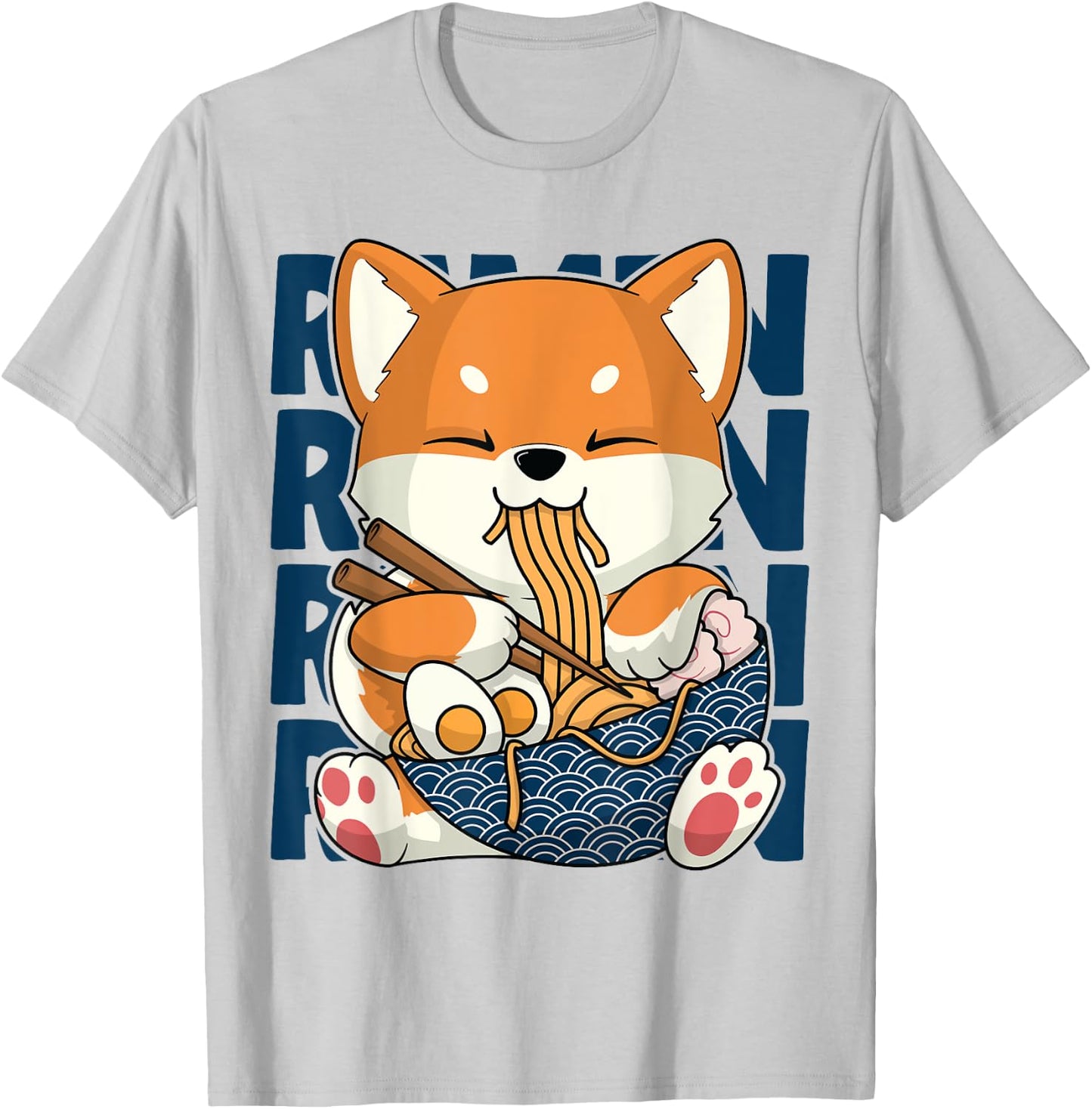 Kawaii Shiba Inu Dog Ramen Japan Corgi T-Shirt - T-Shirt | Ash