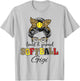 Proud and loud softball Gigi messy bun leopard girls T-Shirt - T-Shirt | Ash
