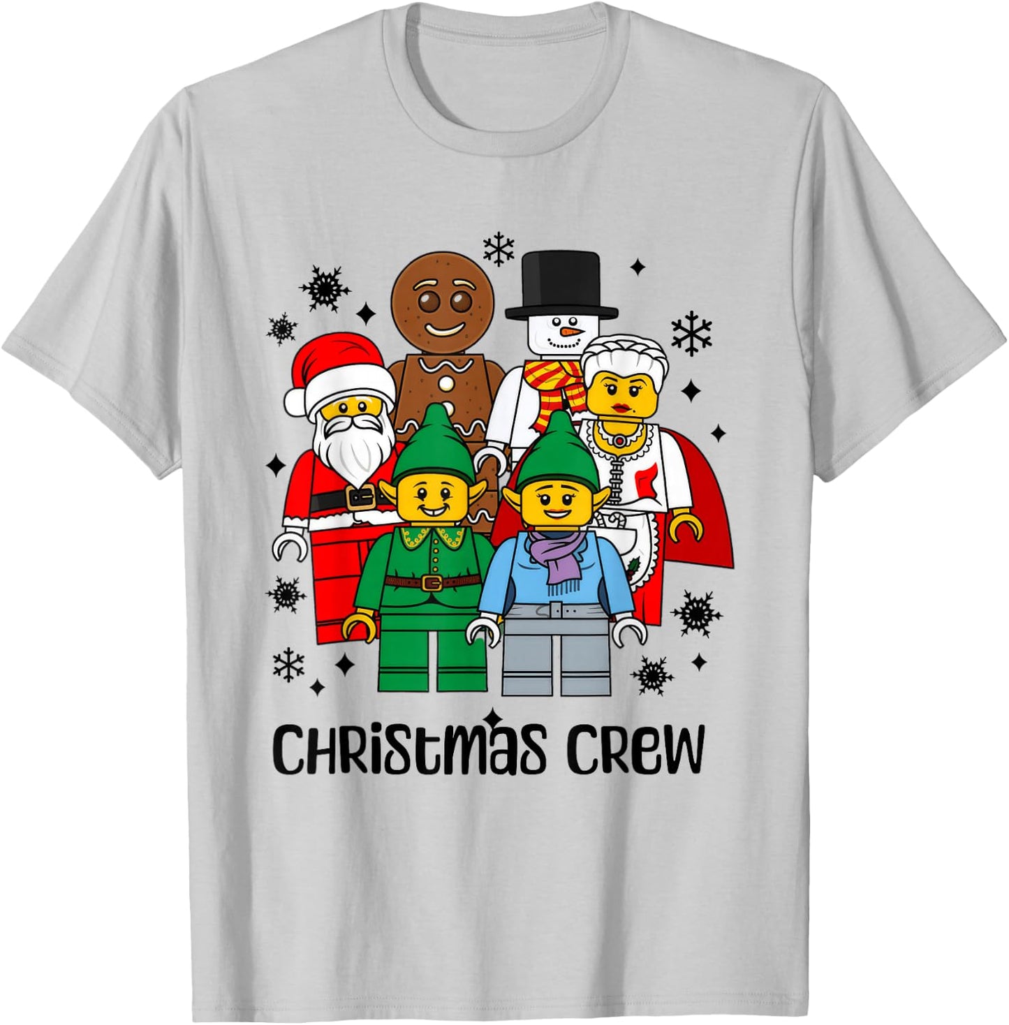 Christmas Building Bricks Santa Snowman Gingerbread Matching T-Shirt - T-Shirt | Ash