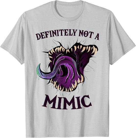 Roleplaying Dice Gamer Definitely Not A Mimic T-Shirt - T-Shirt | Ash