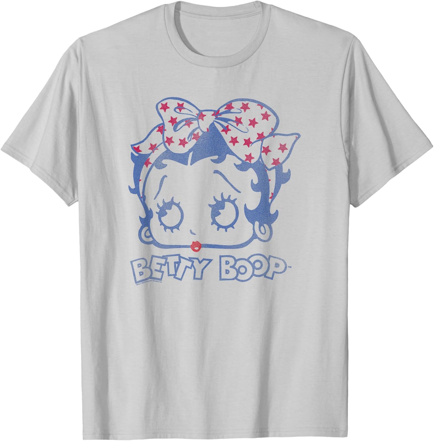 Betty Boop Vintage Star Bandana Fill Big Head T-Shirt - T-Shirt | Ash