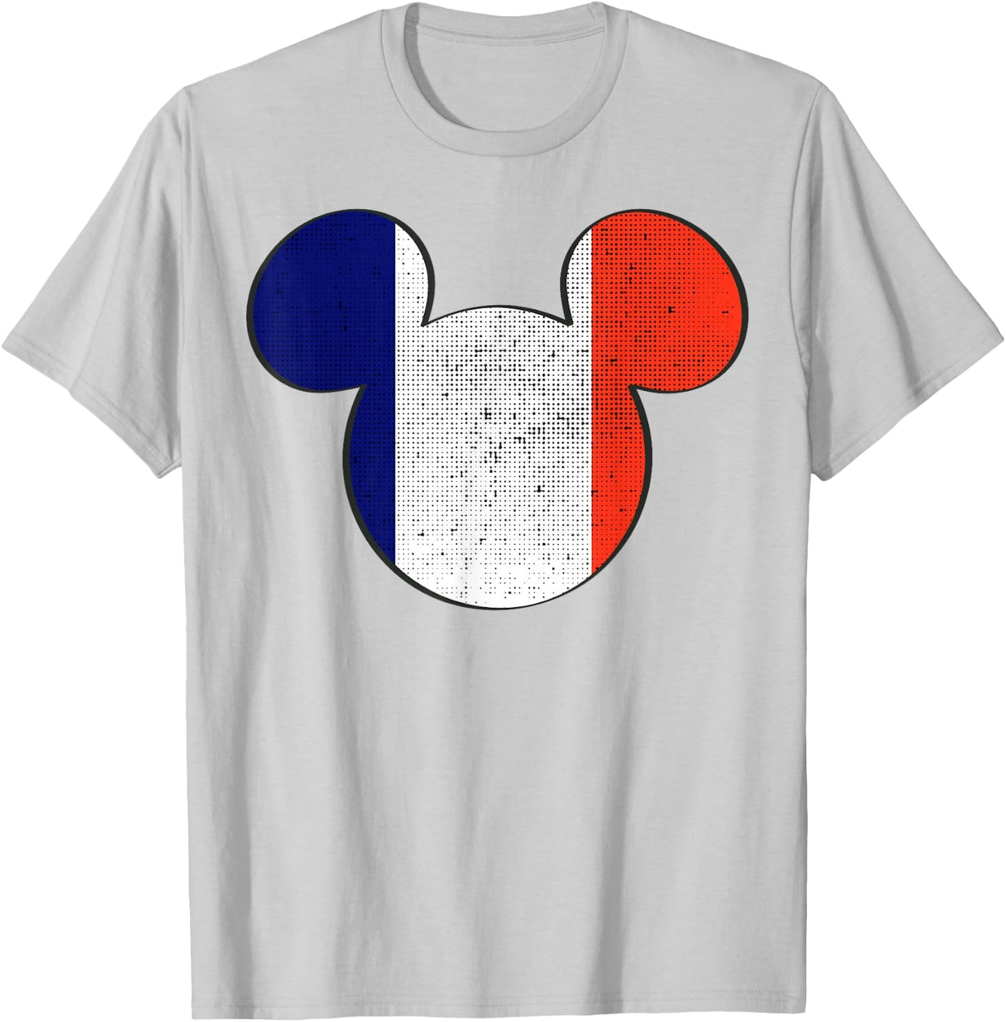 Disney Mickey Mouse Logo France Flag Fill T-Shirt - T-Shirt | Ash