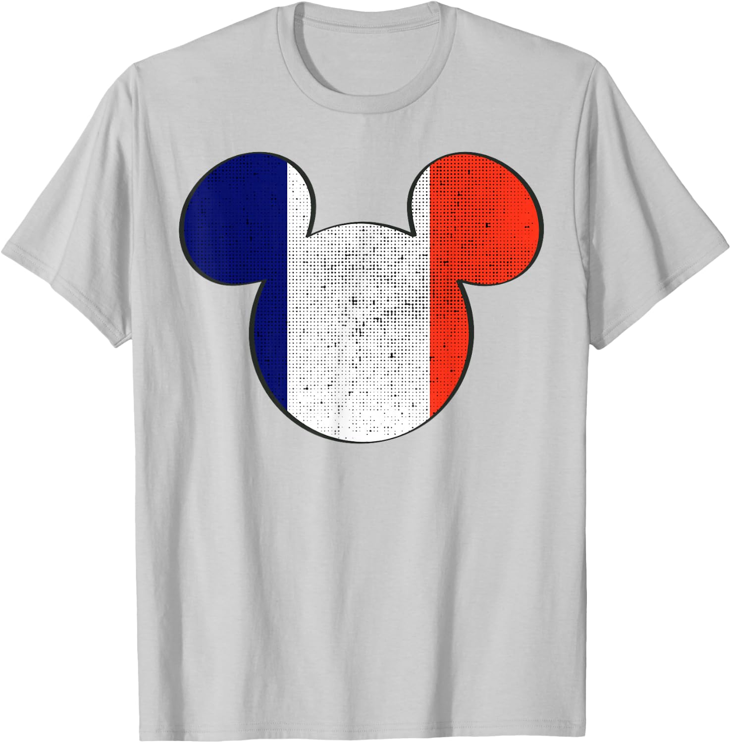 Disney Mickey Mouse Logo France Flag Fill T-Shirt - T-Shirt | Ash