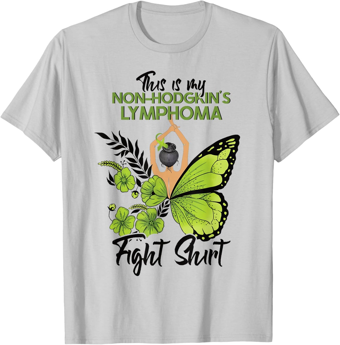 Non-Hodgkins Lymphoma Cancer Awareness Green Ribbon T-Shirt - T-Shirt | Ash