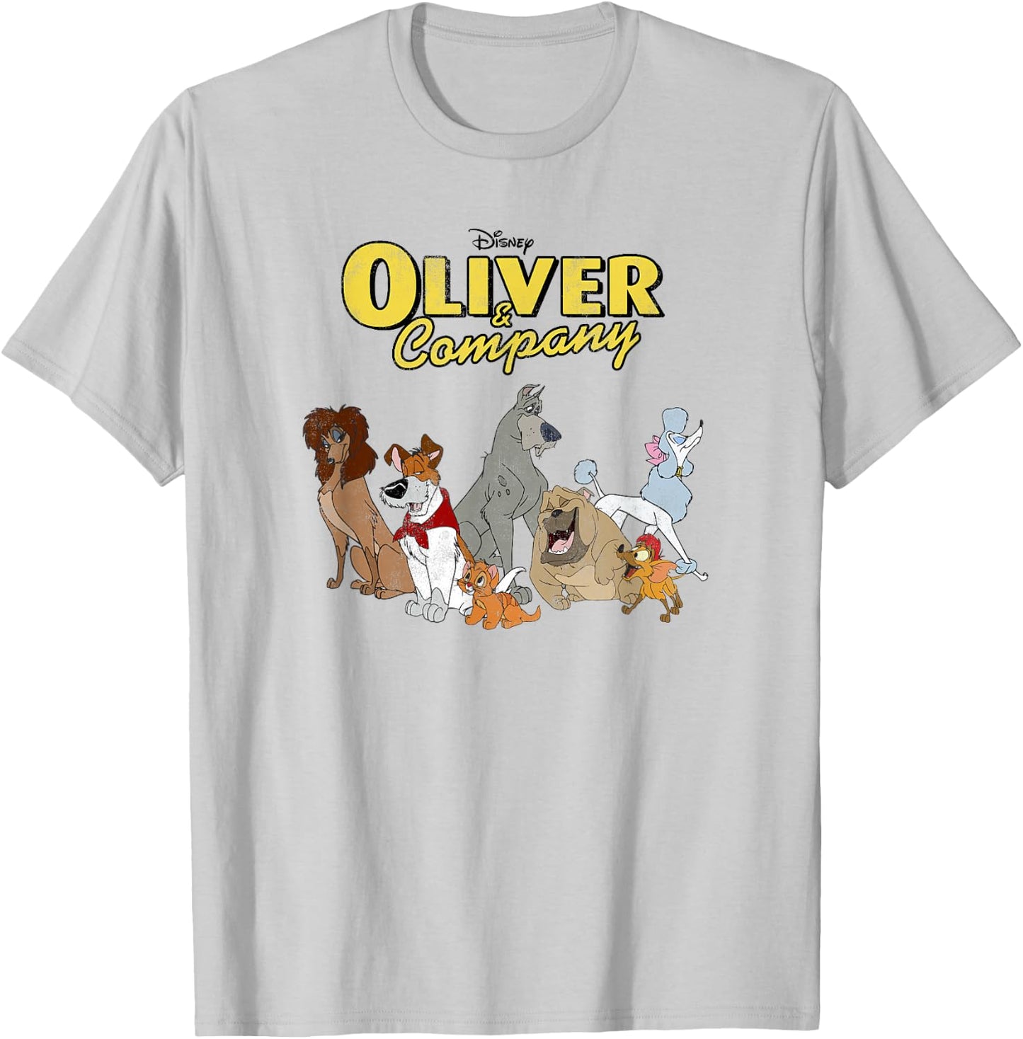 Disney Oliver & Company Group Shot Dog Gang Logo T-Shirt - T-Shirt | Ash