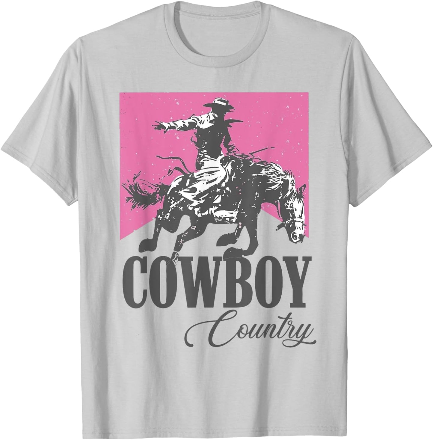 Funny Cowboys Riding Horses Retro Pink Style Western Country T-Shirt - T-Shirt | Ash