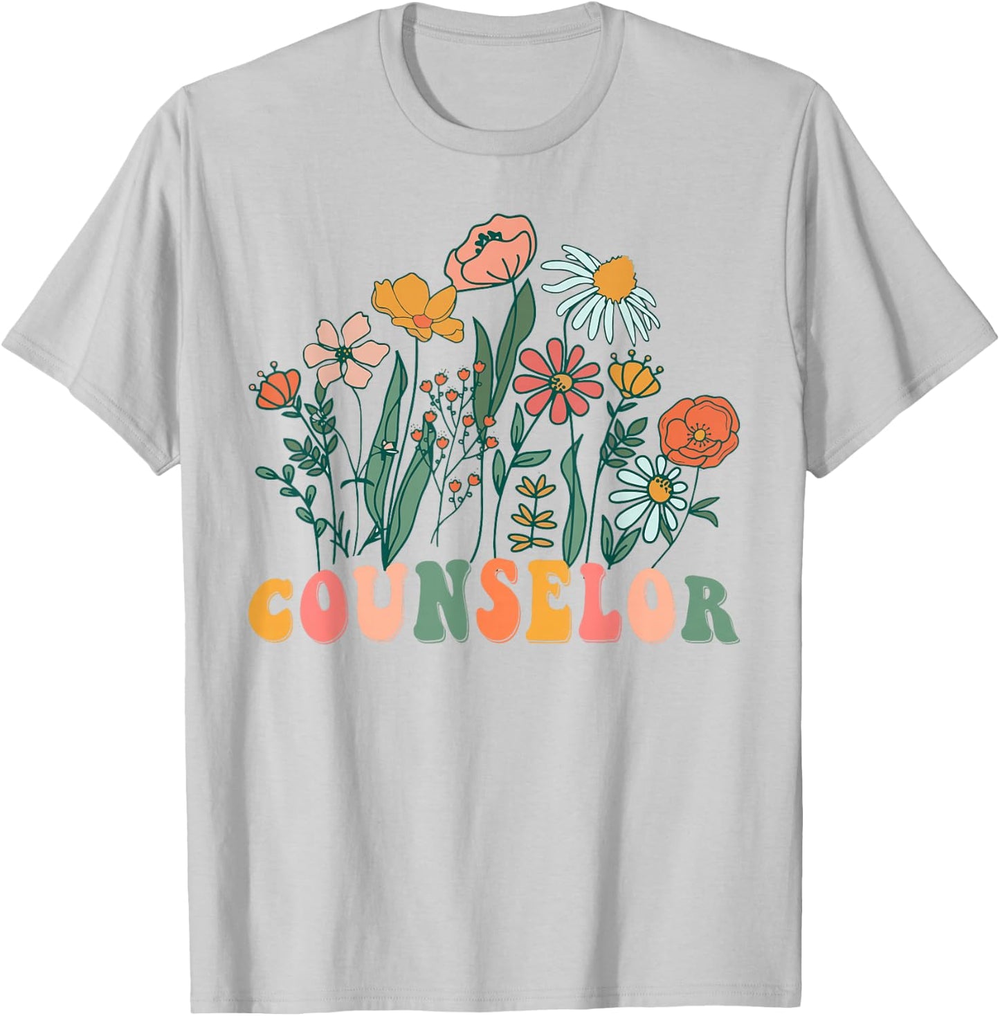 Groovy Wildflower Counselor T-Shirt - T-Shirt | Ash