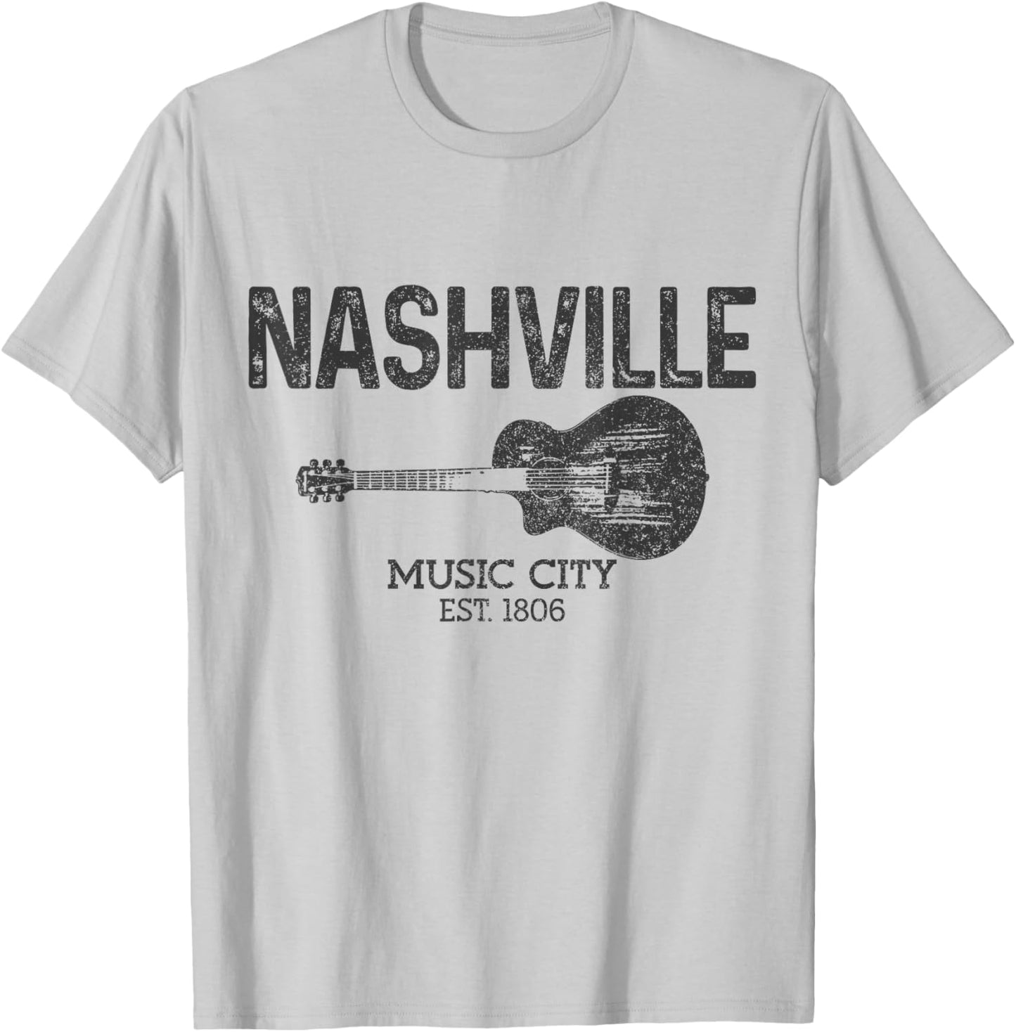 Nashville Est 1806 Guitar Vintage Country Music City T-Shirt - T-Shirt | Ash