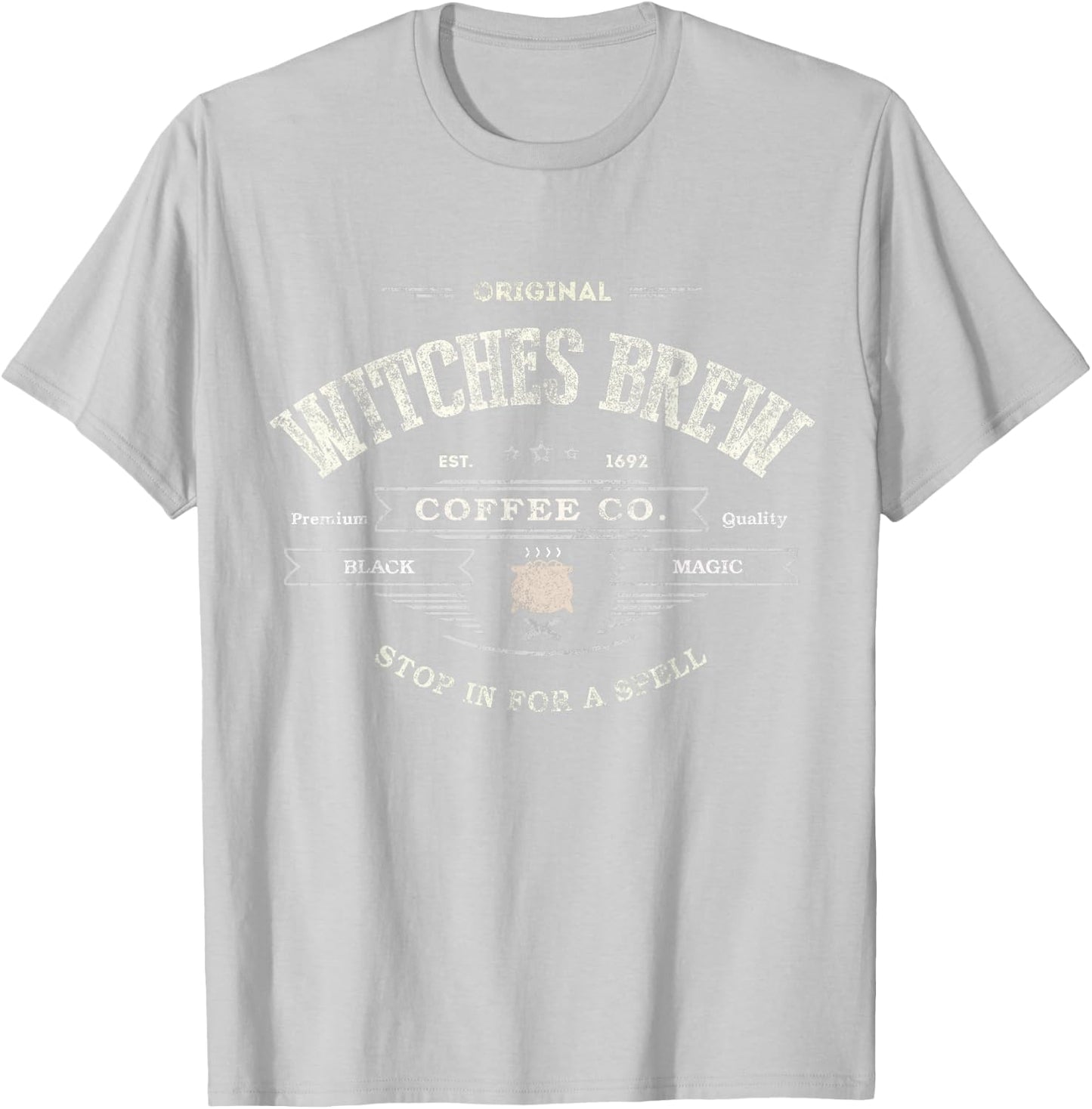 Funny WITCHES BREW 1692 Coffee Company Barista Magic Co T-Shirt - T-Shirt | Ash