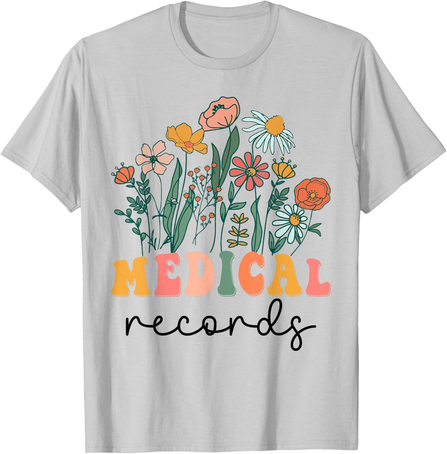 Groovy Wildflower Medical Records T-Shirt - T-Shirt | Ash