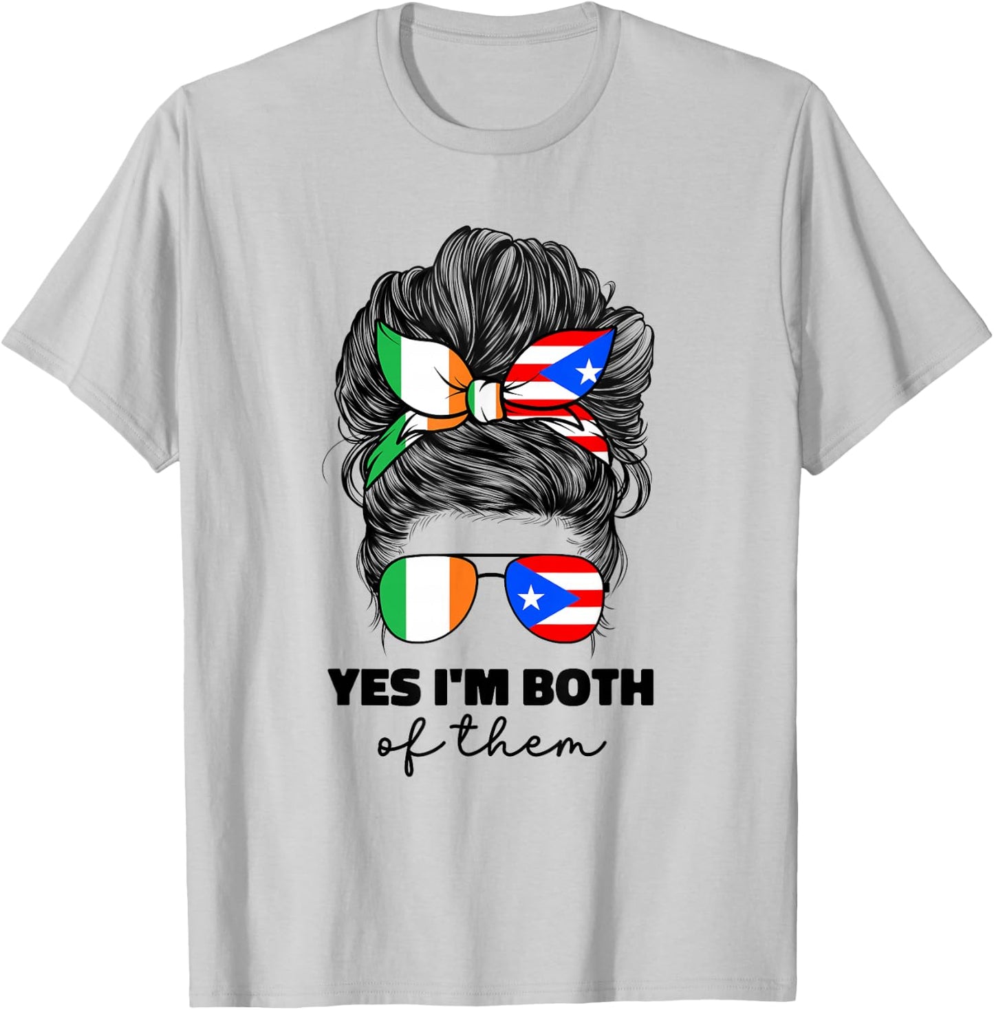 Half Irish And Puerto Rican Rico Ireland Flag Girl T-Shirt - T-Shirt | Ash