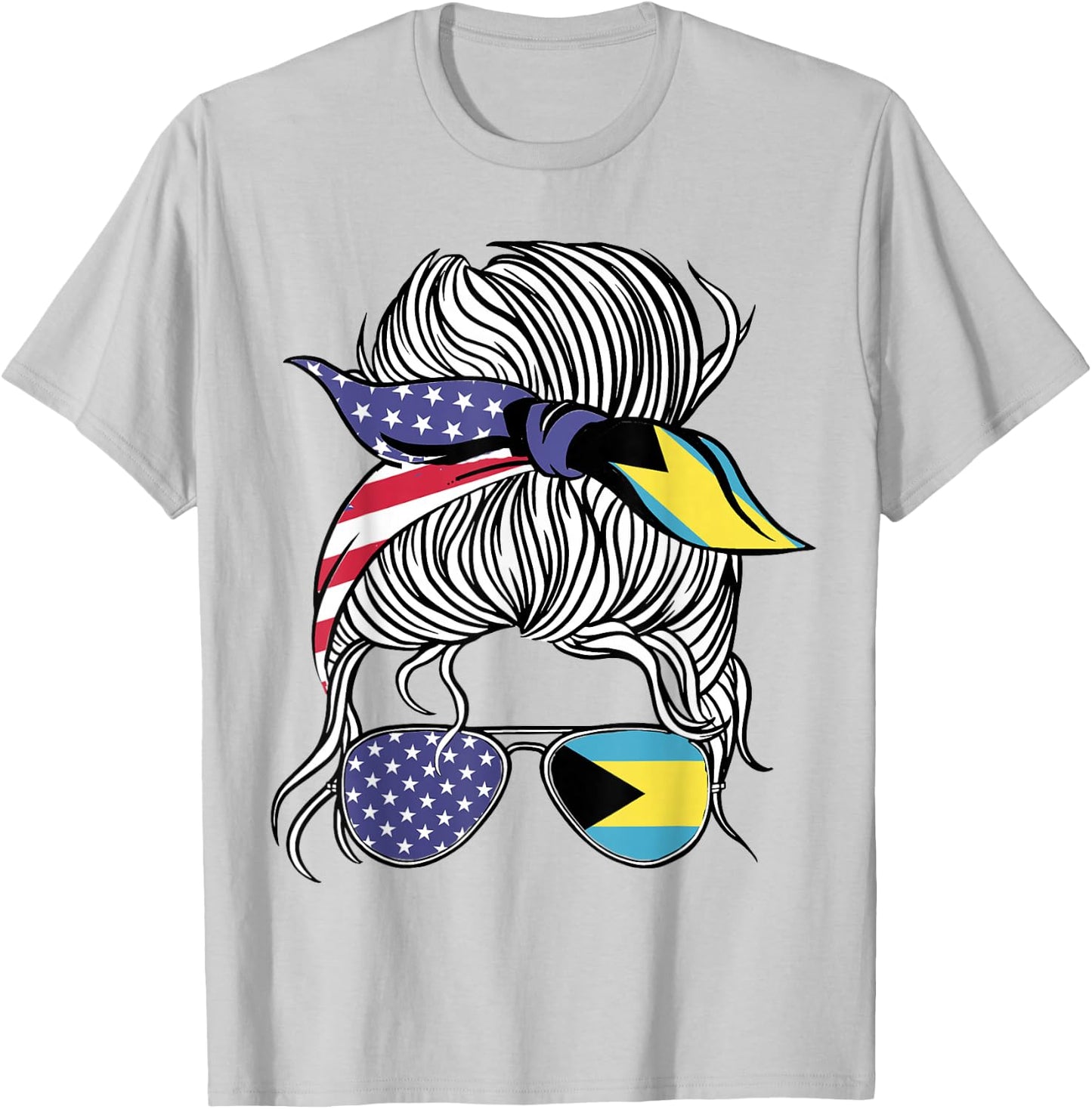 Bahamian American Patriot Grown Proud Women Girl Flag T-Shirt - T-Shirt | Ash