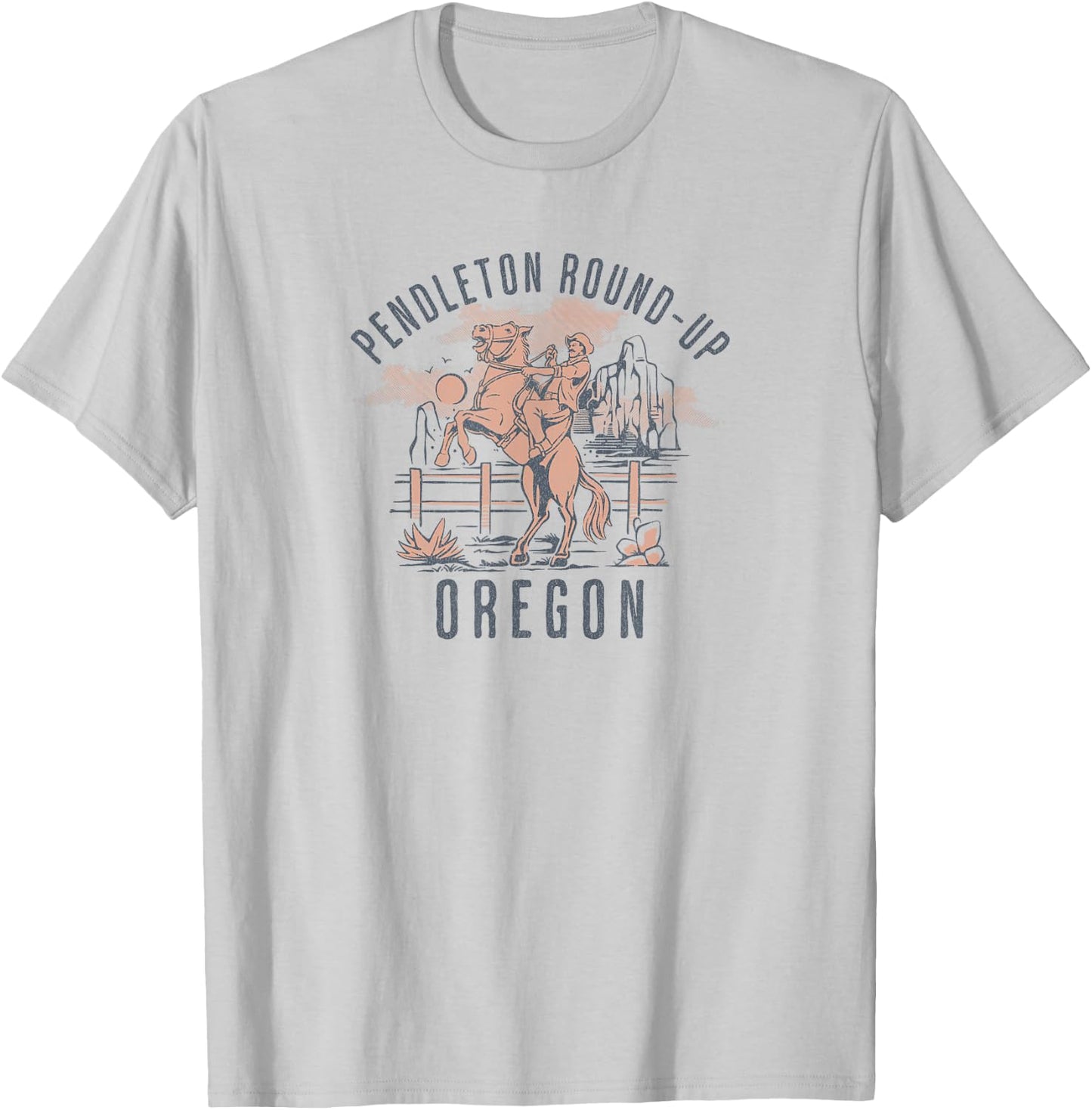 Pendleton Round-Up Oregon Rodeo Cowboy and Horse T-Shirt - T-Shirt | Ash