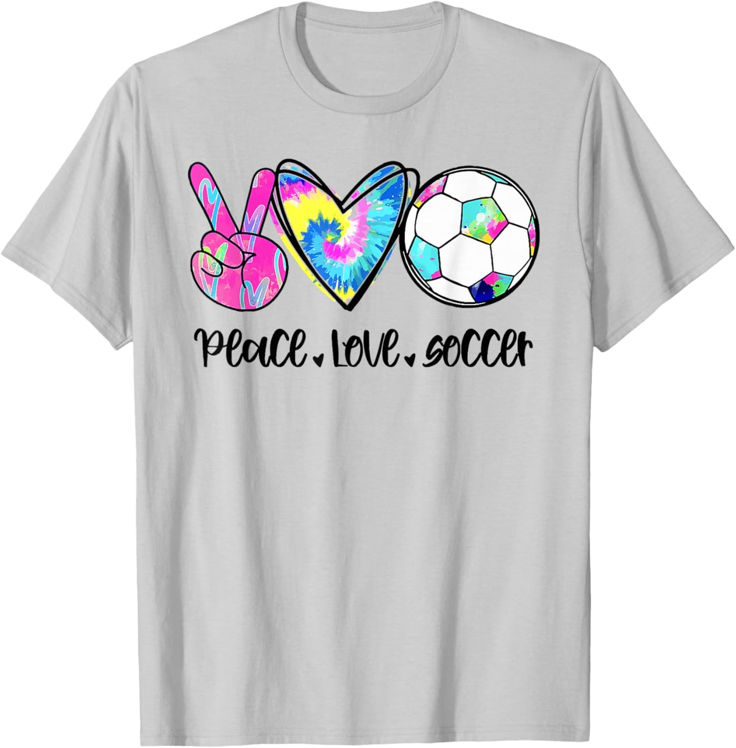 Peace Love Soccer Tie Dye Cute Soccer Lovers T-Shirt - T-Shirt | Ash