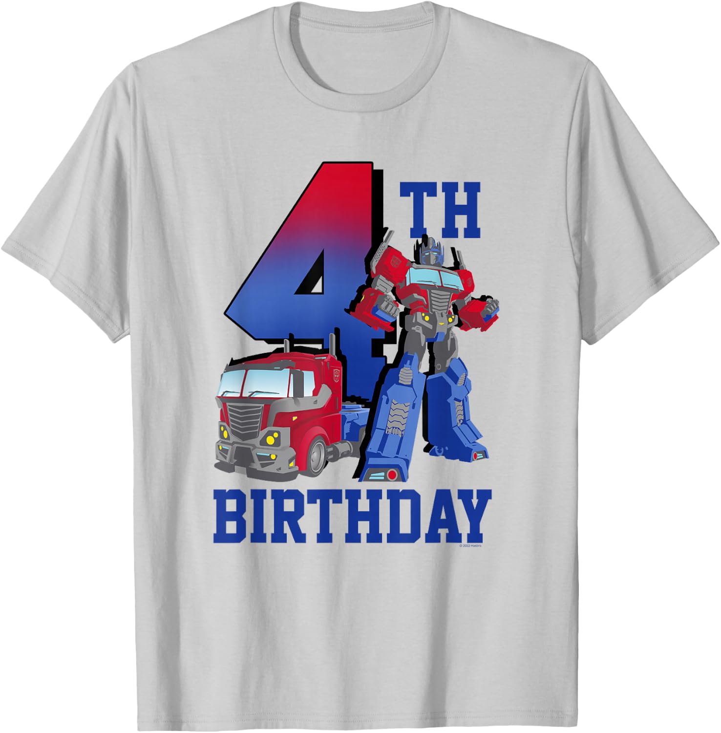 Transformers Optimus Prime 4th Birthday Gradient Fill Poster T-Shirt - T-Shirt | Ash