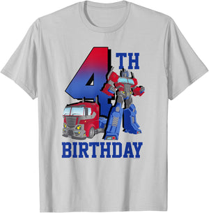 Transformers Optimus Prime 4th Birthday Gradient Fill Poster T-Shirt - T-Shirt | Ash