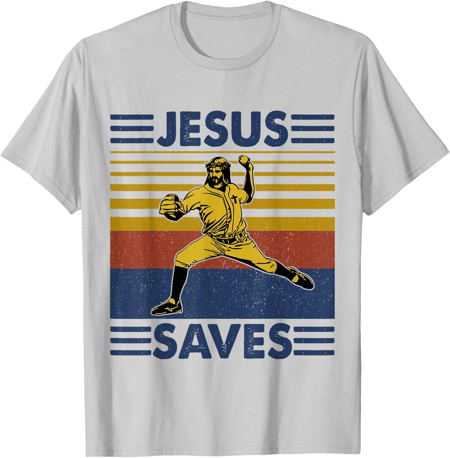 Jesus Save Funny Jesus Playing Baseball T-Shirt - T-Shirt | Ash