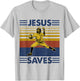 Jesus Save Funny Jesus Playing Baseball T-Shirt - T-Shirt | Ash