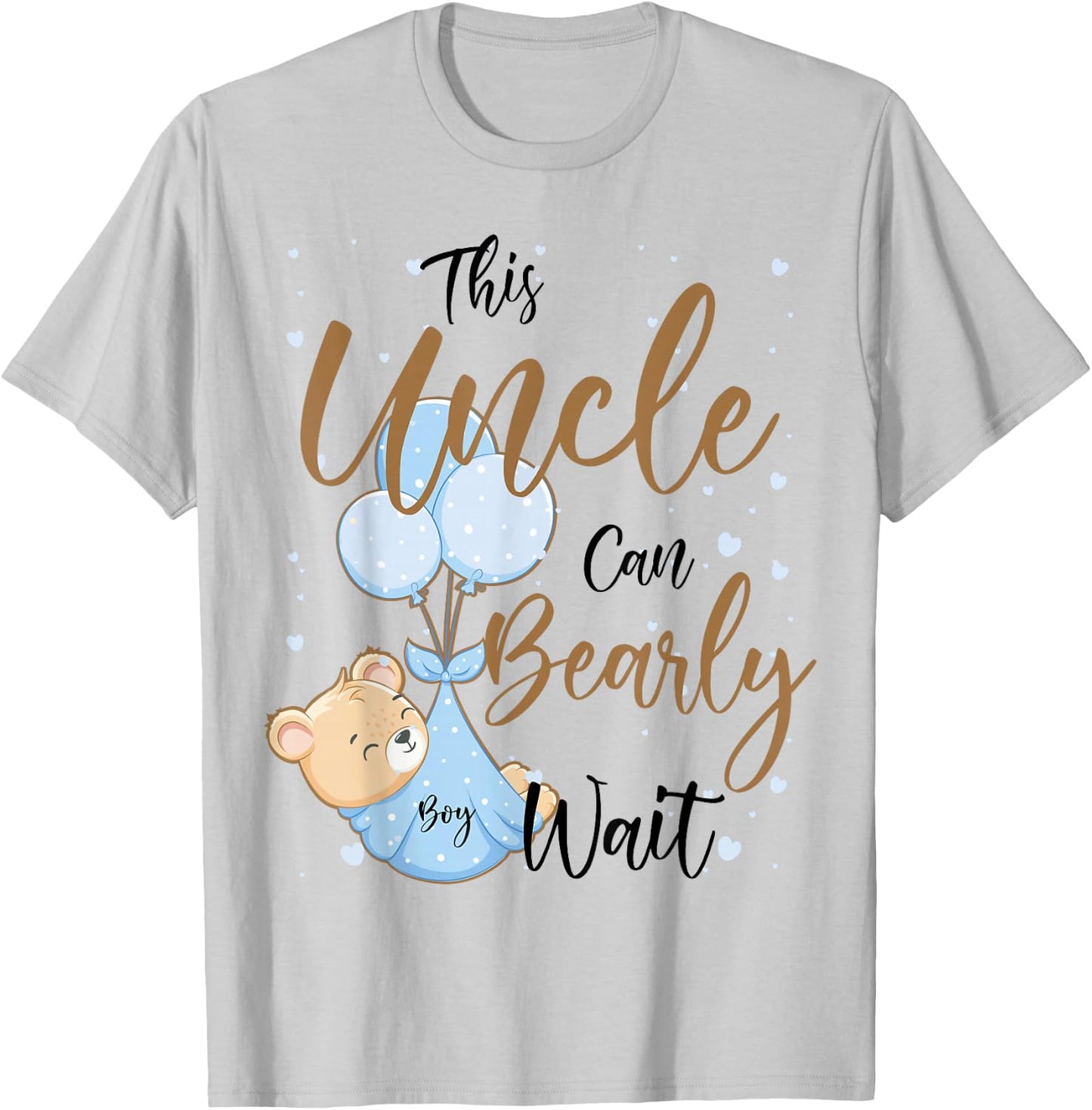 Baby Bear Baby Shower Theme Uncle Bearly Wait Baby Boy T-Shirt - T-Shirt | Ash
