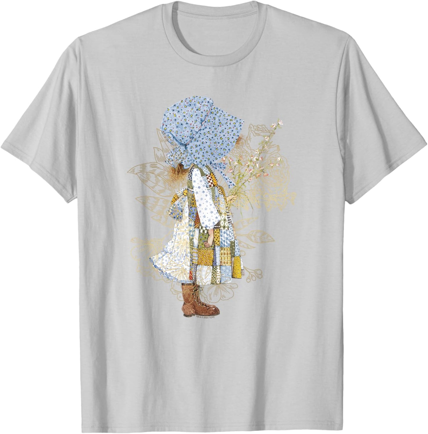 Holly Hobbie County Girl Holding Flowers Sweet Vintage T-Shirt - T-Shirt | Ash