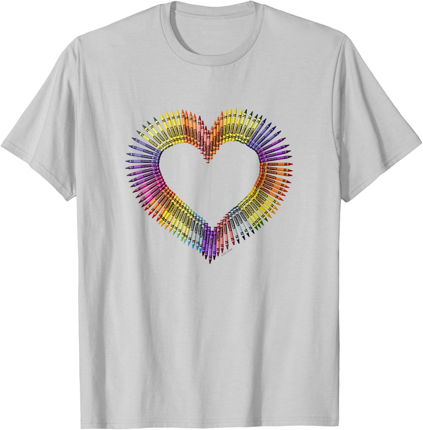 Crayola Valentine's Day Heart Shaped Crayon Arrangement T-Shirt - T-Shirt | Ash